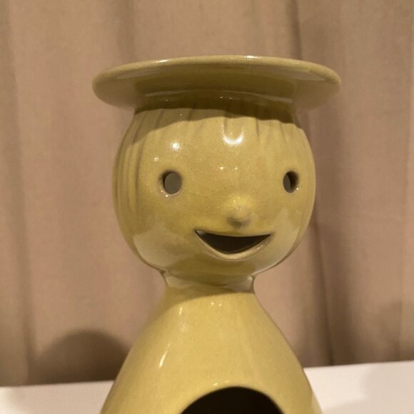 Vintage Mid-Century Happy Man Pottery Planter & Candle Holder – 10” Tall - Picture 4 of 8